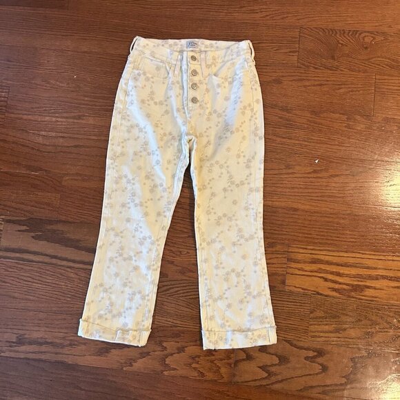 J. Crew Demi Boot Crop Jean Eyelet Embroidered High Rise Size 25 Feminine Preppy - Picture 2 of 14